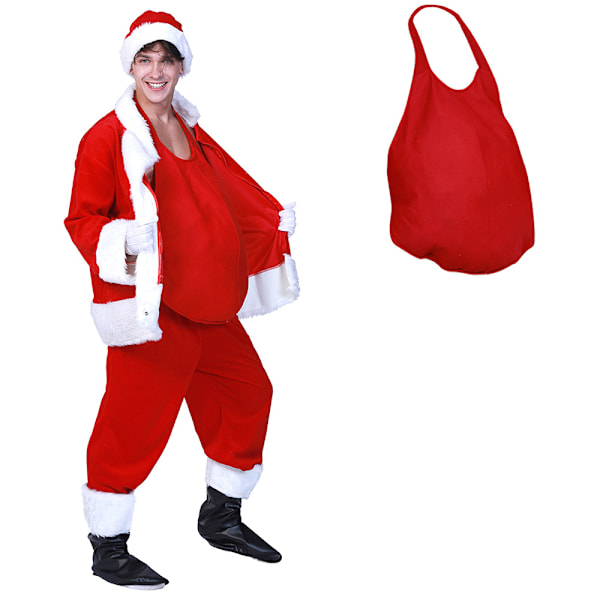 Jultomtedräkt Jultomtemage Falsk Vadderad Mage Röda Dräkter