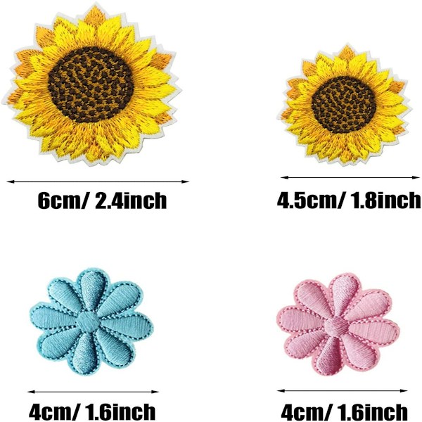 30 STK Solsikke Blomst Patch Klistremerke Stryk-på Patch eller Sy-på Patch for Klær T-skjorte Jeans Jakke K