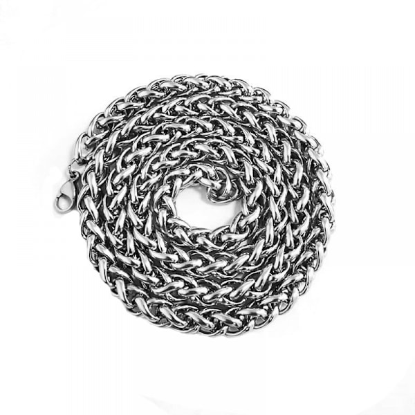 Sølvfarvet rustfrit stål halskæde 4 mm 50 cm lang - Blomsterkurv kæde