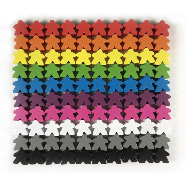 Flerfärgade brädspeltillbehör (100 trämeeples) C