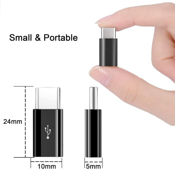 4 kpl USB C -sovitin, USB C - Micro USB -sovitin, tyyppi C uros - Micro USB naarasliitin, Micro USB - USB T