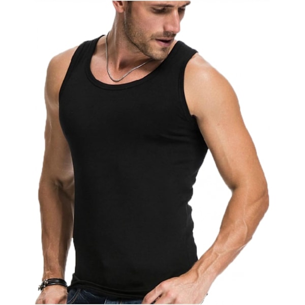 3 stk. Sommer Herre Bomuld Komfort Sort Undershirt (L Størrelse) Herre Ærmeløs Top Casual Shi