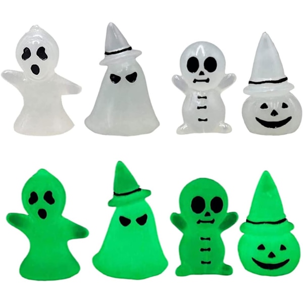 Halloween Glow Ornament Miniatyr Spøkelse Ornament Statue Resin Nisse Hage Ornament 4-Pakke Halloween O