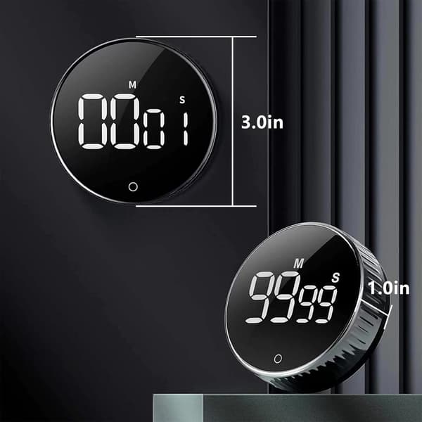 Digital køkkentimer, madlavningstimer, magnetisk nedtællingstimer med stort LED-display, adj