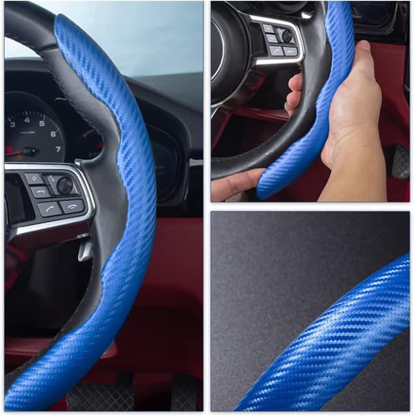 (Blå) Bilstötskydd 38cm Universell 2-Pack Kolfiber Anti-Slip Bilstötskydd