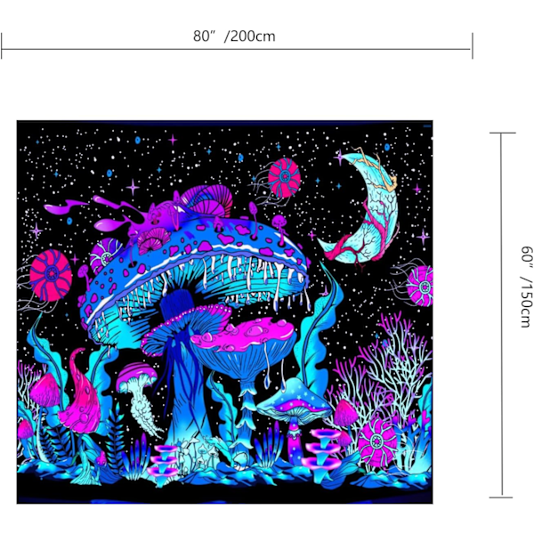Tapet, Blacklight-plakater, Tapet til soveværelse, Svampeplakat, Glødende måne Sjov plante