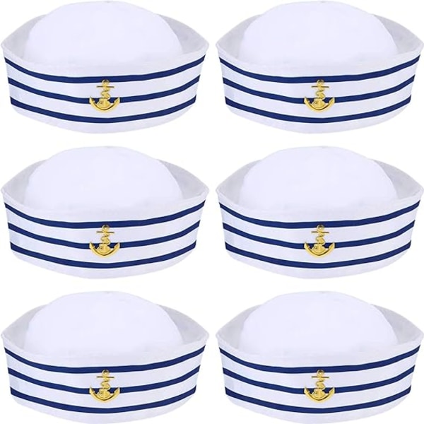 6 Pieces Blue and White Sailor Hats Sailor Hats for Kids Costume