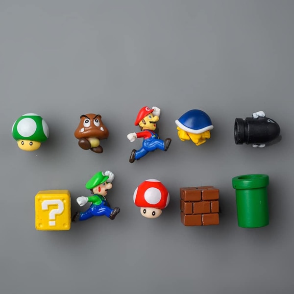 6 Pack Super Mario Brothers mini køleskabsmagneter - 3D Action Figur