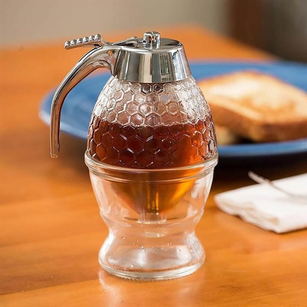 Honungsdispenser, honungsdoserare och honungsdoserare, tillverkad av glas och