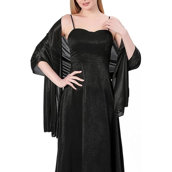 Dames sateng silkesjal og kappe 200*70CM Black
