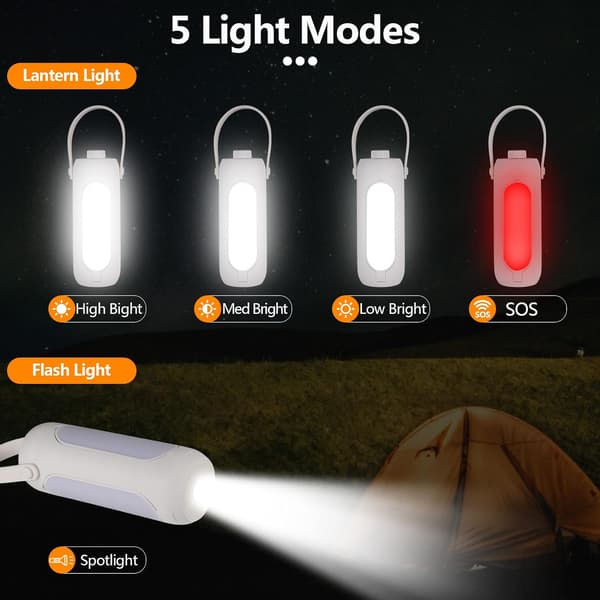 Hvid LED Camping Lygte 10000 mAh, Multifunktionel Campinglampe E