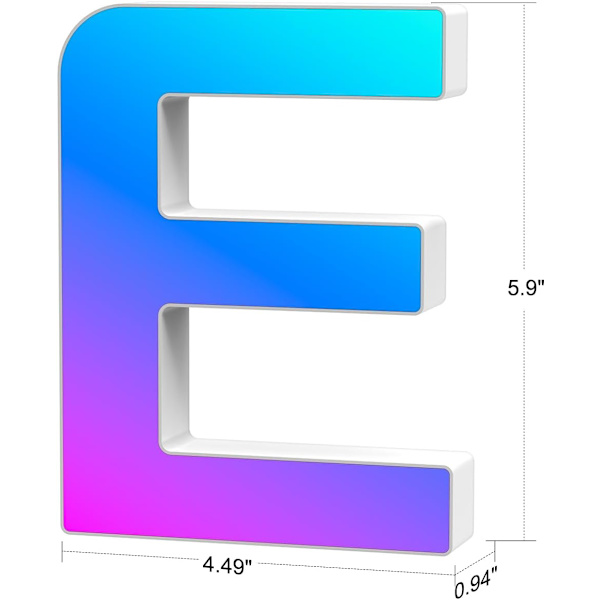 Ljusbokstäver USB-drivna, LED-bokstavslampor färgväxlande bokstavsskylt present - E E