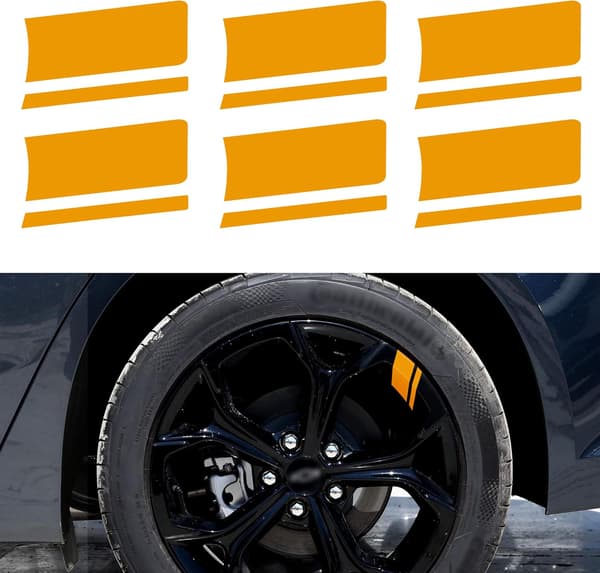 Sett med 6 (gule) selvklebende reflekterende vinylstriper