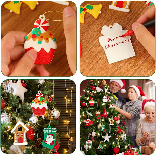 12 stycken pepparkaksgubbe julgranspynt (4*7cm), Mini pepparkaksgubbe pynt, Julgranshängande De