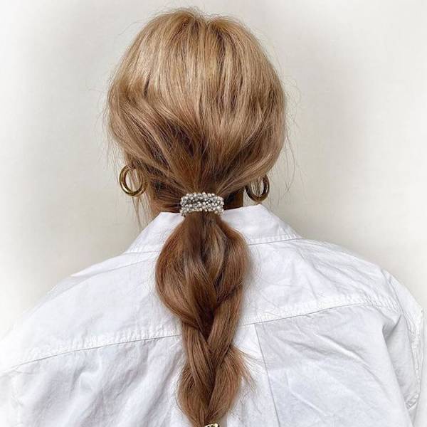 (Pakke med 3) Generse Perle Hårbånd Rhinestone Hestehale Holder Perle Sæt Hår Scrunchies Elastisk Hår