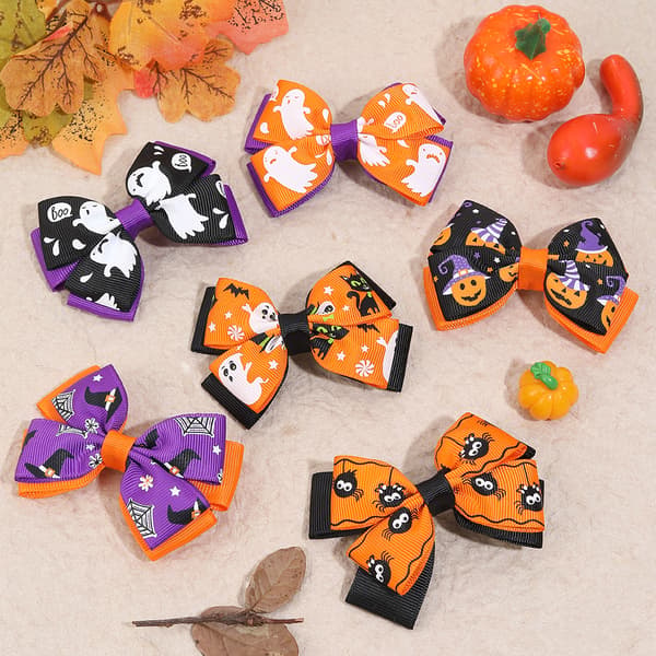 Halloween-hårtilbehør for barn, gresskarflaggermusmønsterhodeplagg
