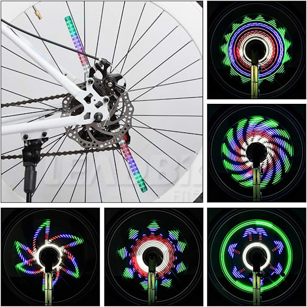 LED Hjullys til Cykel, 64 LED'er 30 Forskellige Billeder, Vandafvisende Cykelhjul Lys
