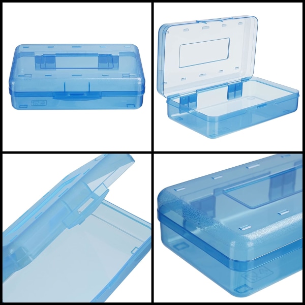 Plast pennfodral (set om 4) - L20 x B11,5 x H5,5 cm - Stor