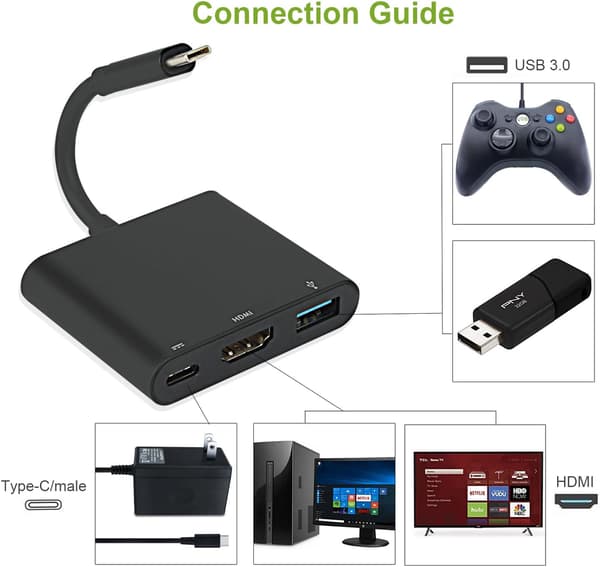Team 4K 1080 HDMI-sovitin Switchille, 3-in-1-monitoimiportti USB 3.0 P