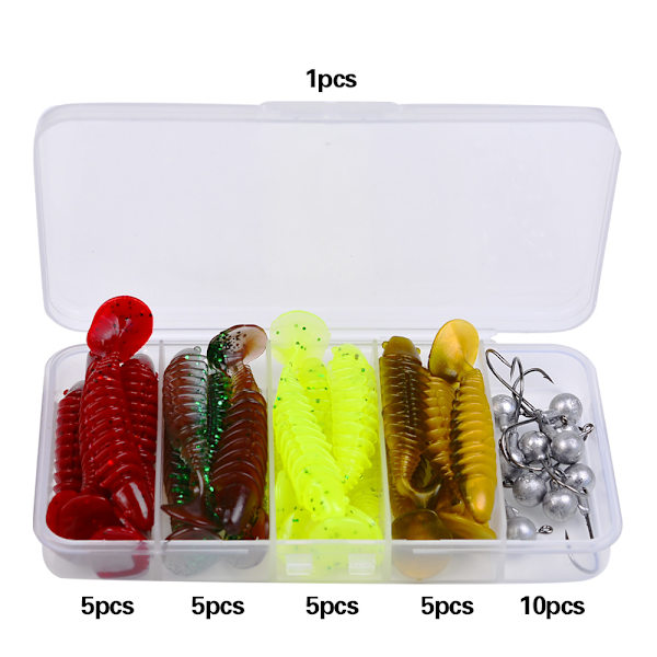 Mjukt fiskedrag 6cm - Maskdrag, mjuka fiskedrag för öring