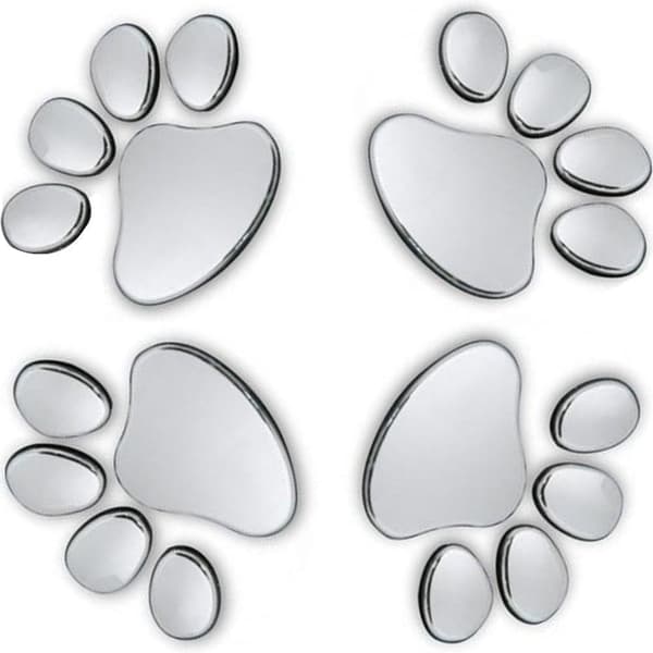 4 st 3D Krom Hundtassavtryck Bilsticker, Bil Logotyp Dekal Dec