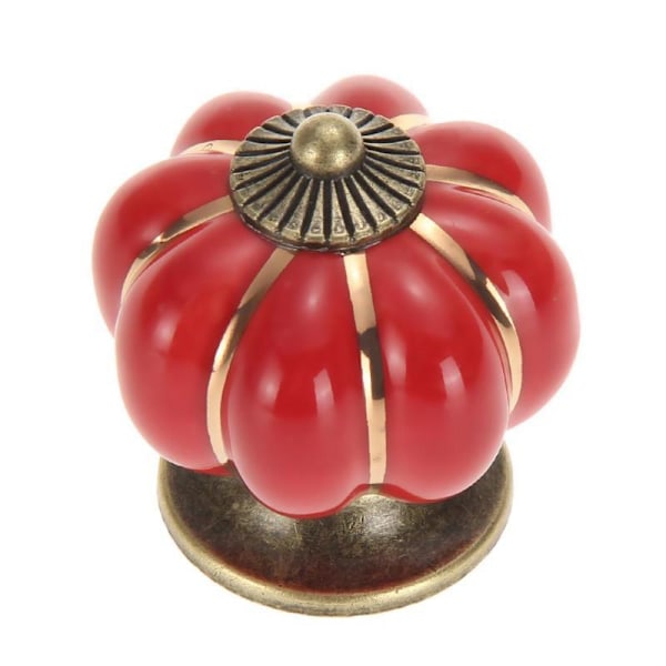 Röd Pumpa handtag knopp skåp möbelhandtag möbelknoppar dörr keramik porslin blomma möbelknopp