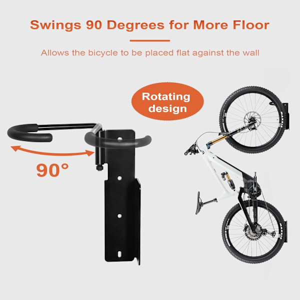 Cykelställ, kan roteras 90 grader vertikalt väggmonterat cykelställ