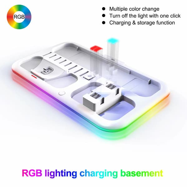 7 i 1 LED-opladerdock kompatibel med Joy-Cons og controller