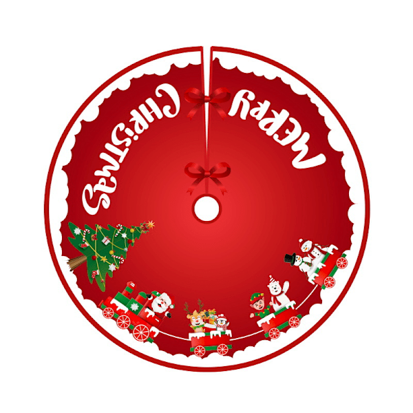 (C 90cm) Röd Julgransskjort Rund Julgranstäcke Elf Jingle Plysch Julgransskjort för Julgran F