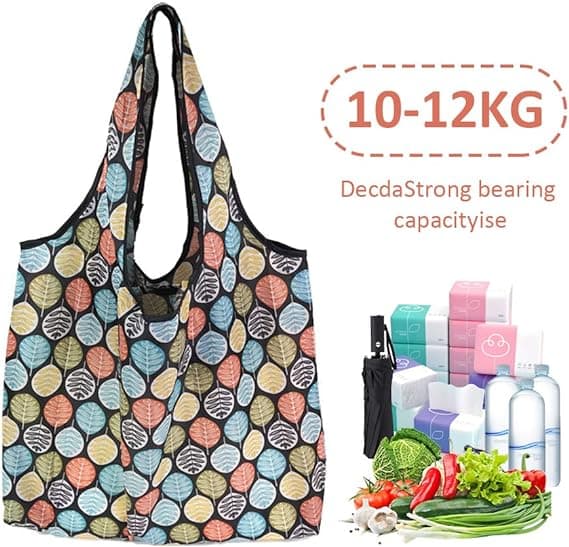 Tote bag Canvas bag Handleposek Foldbar Blomsterstoff Gjenbrukbar