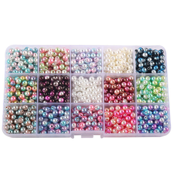 1200 Pcs 6mm Round Beads Imitation Pearl Beads ABS Plastic Colorf