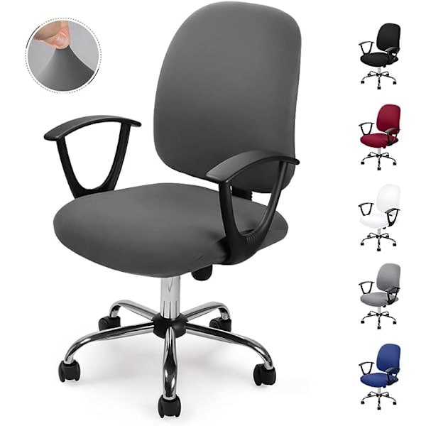 Kontorsstolsöverdrag (Grå, 2-pack), Avtagbart Stolsöverdrag, Universell Modern Minimalistisk Stil, Snurrstolsöverdrag