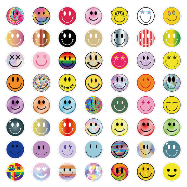 100 Smiley Emoticon Doodle Stickers, Mobiltelefon Bagagehjälm