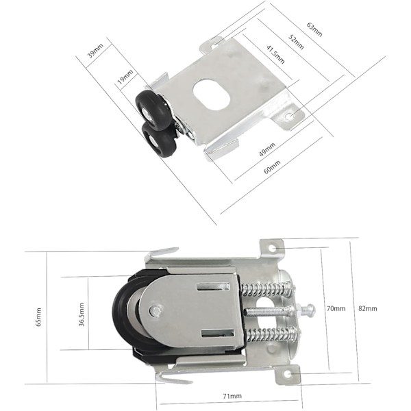 2 stk. skyvedørsruller for skap, skyvedørdeler for garderobedør, ruller, garderobe