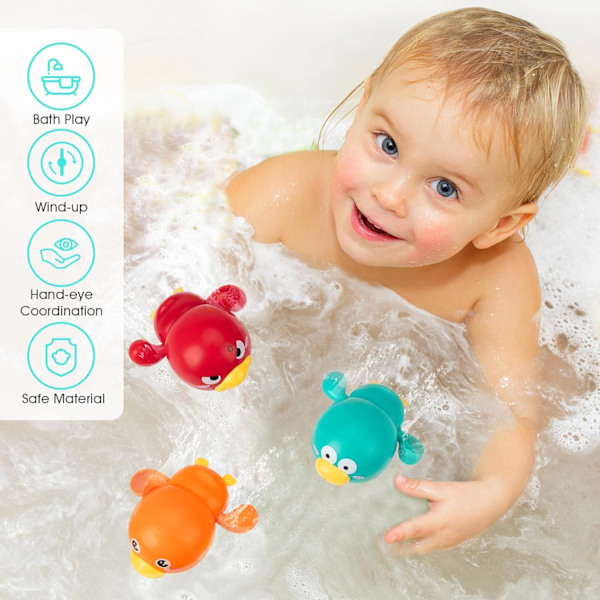 Badleksaker, Badande Anka Baby Badleksaker för Småbarn 1-3, Vattenpool Flytande Uppdragna Leksaker, 4-pack A