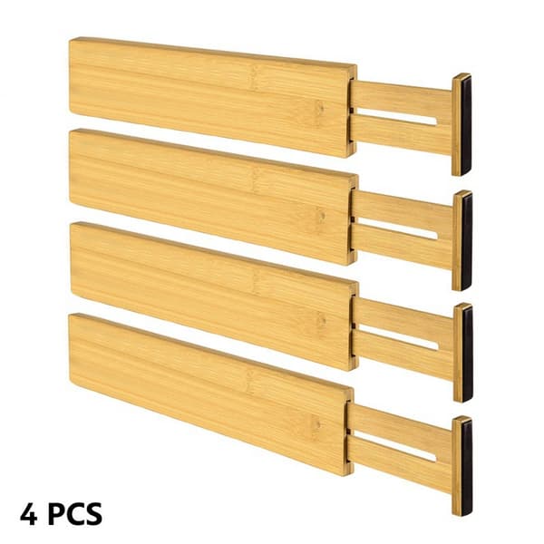 Justerbara kökslådeavdelare i bambu (4-pack)