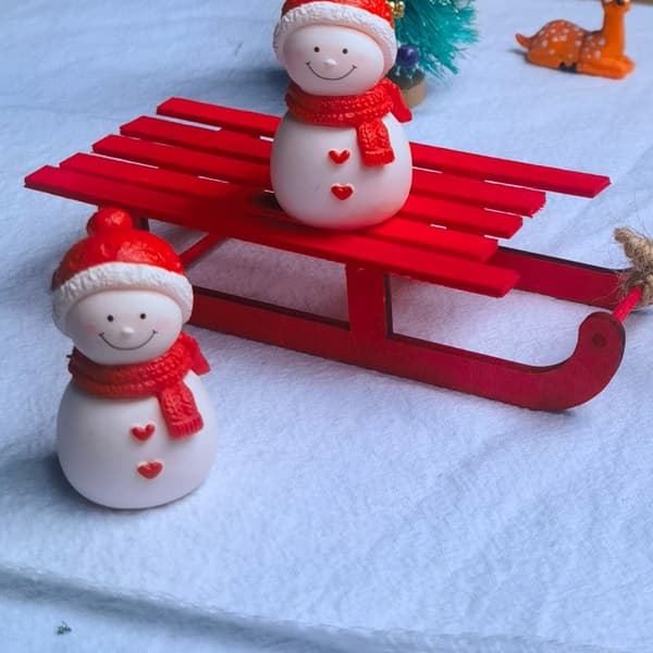 Julemandens elf tilbehør, rød slæde, elf legetøj, dukkehus tilbehør