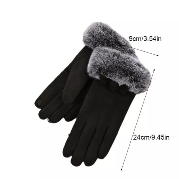 4 Par Varme Bow Pludsglove Touchscreen Kvinder Vinterhandsker Udendørs
