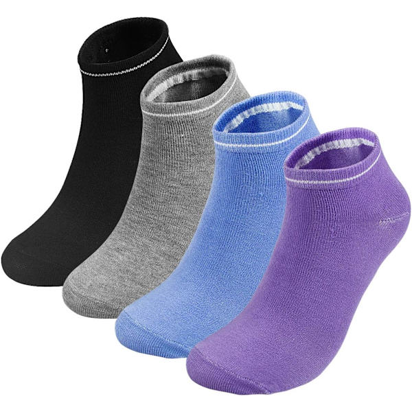 Antislip Sokker Kvinder 4 Par Yoga Sokker til Sport Yoga Pilates Dans Fitness Antislip Bomuldssokker 35-40 U