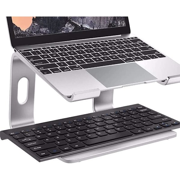Laptopställ i Aluminiumlegering, Höjbar Förvaringshylla, Skrivbordsställ i Metall, Värmeavledande Ställ J