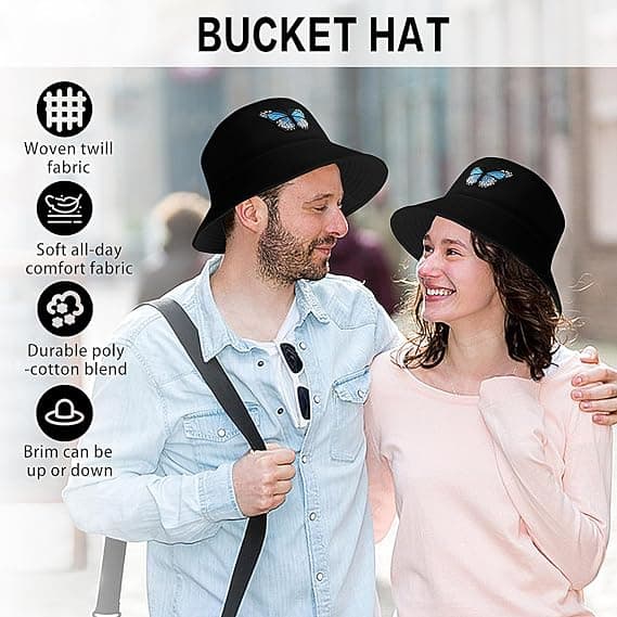 (Svart) Broderad Bucket Hat Dubbelsidig Bucket Hat Sommar Dam Herr Bucket Hat Vikbar