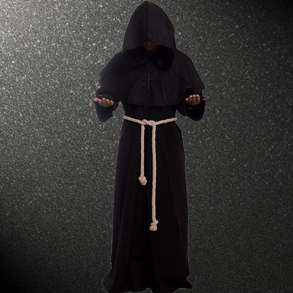 Sort Størrelse:XXL Cosplay Kapper Præst Munk Munkemønk Re