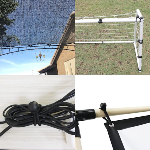 50 stk. Bungee-kugler 6 tommer, sort Bungee-ledning til baldakinpresenning, 0.