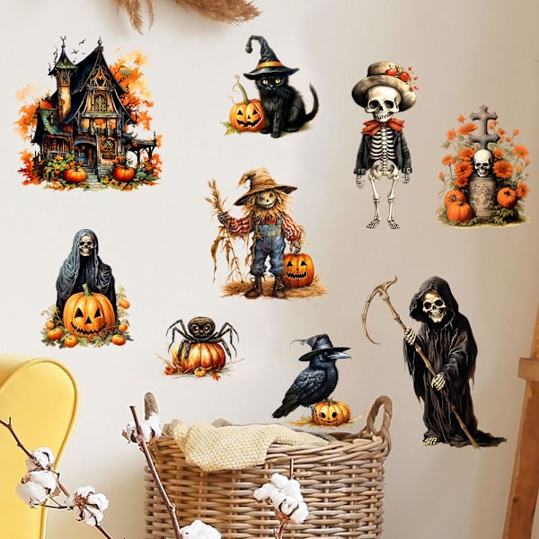 2024 Halloween-kurpitsan aaveen linna korppilinnun pelätin seinätarra P