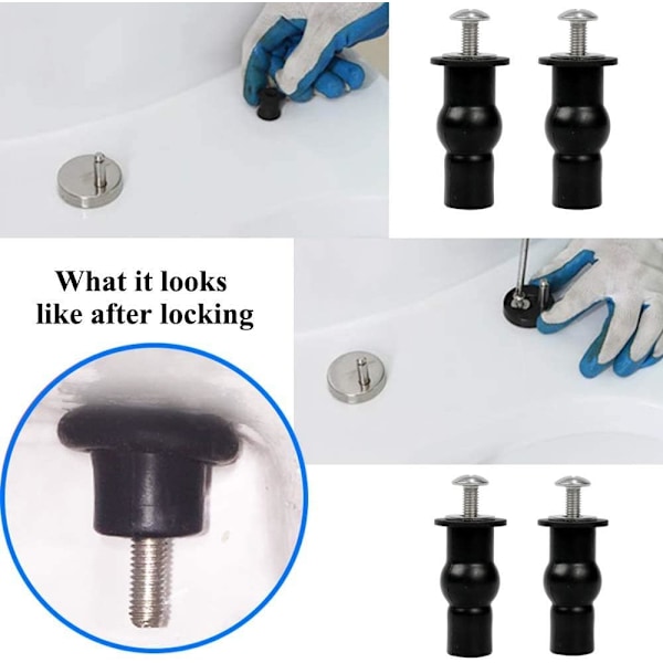 WC-sits 2 par gummi expanderbultar, 304 rostfritt stål WC fixeringsskruvar skruv expanderande gummi toalett fixeringsgångjärn