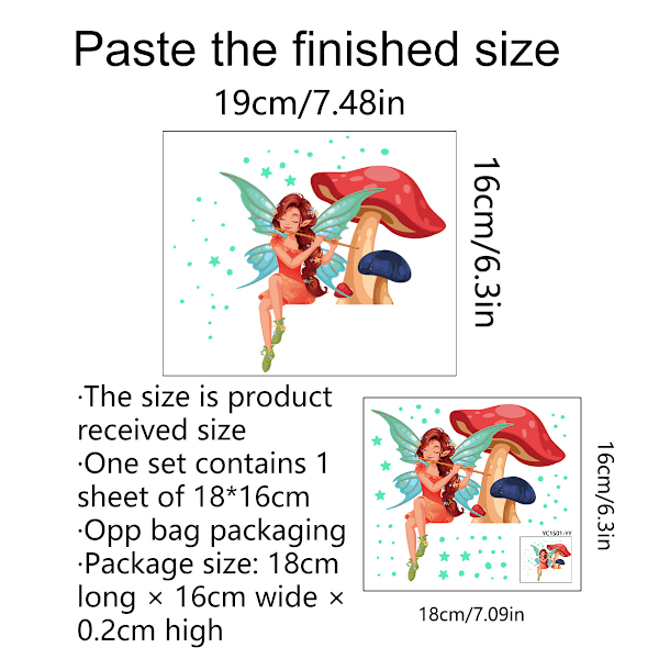 Nye lysende feesopp-klistremerker for soverom, stue, dekorative veggklistremerker, selvklebende veggklistremerker
