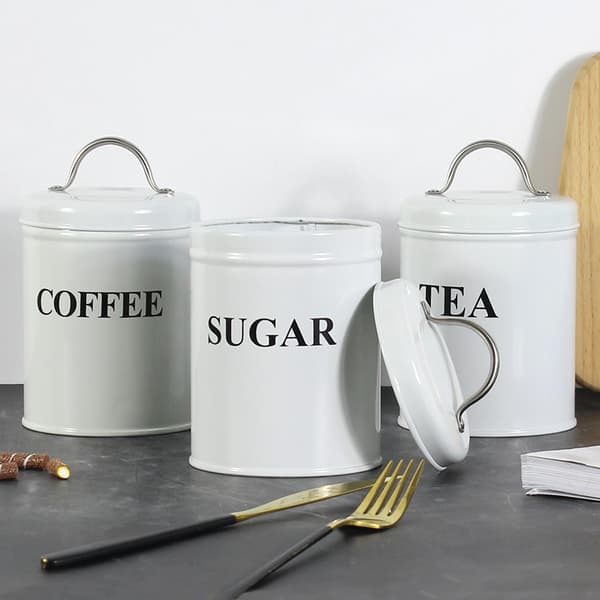Kitchen Craft 3-delad vit te-, kaffe- och sockerförvaringsset, St