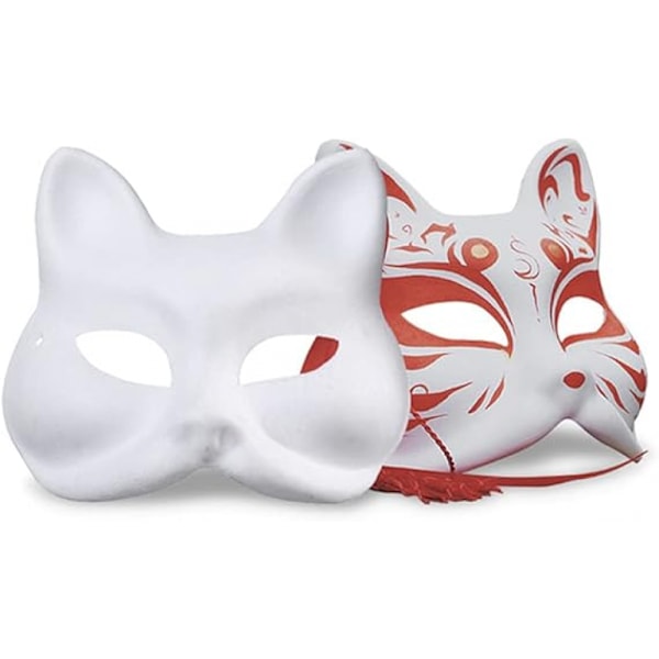 10 st vita kattmasker vita kattmasker tomma DIY Halloween-mask djur halv ansiktsmasker maskerad cosplay P
