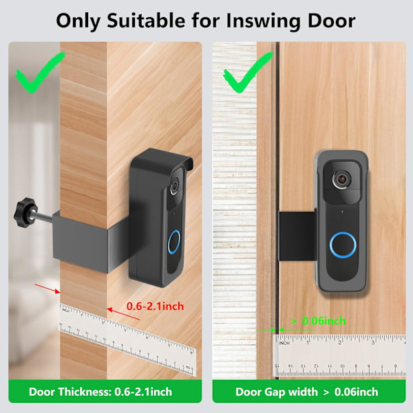 Stöldskyddat Dörrklockfäste, Borrfritt Dörrfäste för Blink Video Doorbell (Svart)