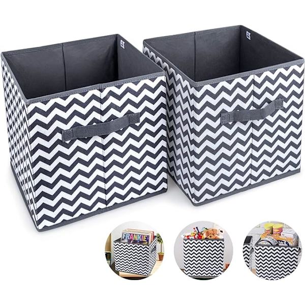 2 stk Foldbare Opbevaringskuber Opbevaringsbokse 28x27x27cm Skuffer Ikke-vævede Bokse med Håndtag Opbevaringskurv Opbevaringskasse Loc K